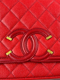 CHANEL Red Caviar Quilted Medium CC Filigree Flap Crossbody/Shoulder Bag