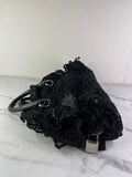 PRADA Black Lace And Leather Pizzo S Satchel Bag