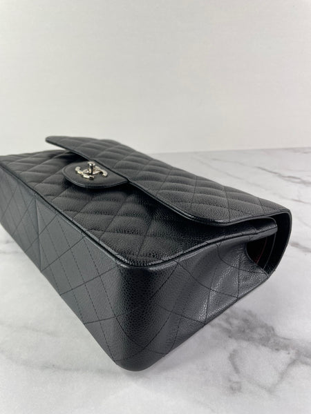CHANEL Black Caviar Classic Jumbo Double Flap Bag