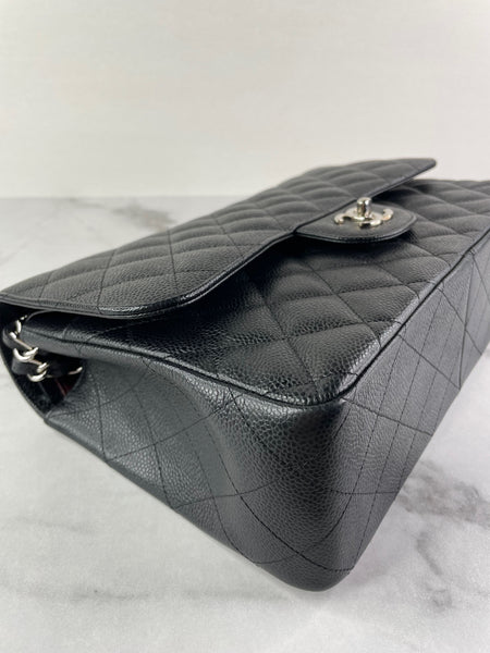 CHANEL Black Caviar Classic Jumbo Double Flap Bag