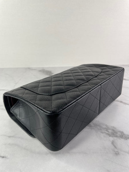 CHANEL Black Caviar Classic Jumbo Double Flap Bag