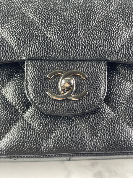 CHANEL Black Caviar Classic Jumbo Double Flap Bag