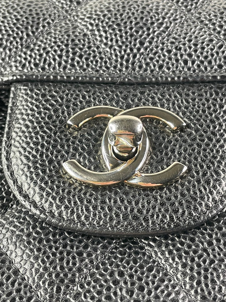 CHANEL Black Caviar Classic Jumbo Double Flap Bag