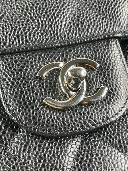 CHANEL Black Caviar Classic Jumbo Double Flap Bag