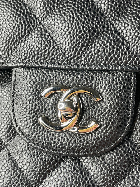 CHANEL Black Caviar Classic Jumbo Double Flap Bag