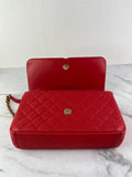 CHANEL Red Caviar Quilted Medium CC Filigree Flap Crossbody/Shoulder Bag