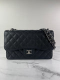 CHANEL Black Caviar Classic Jumbo Double Flap Bag
