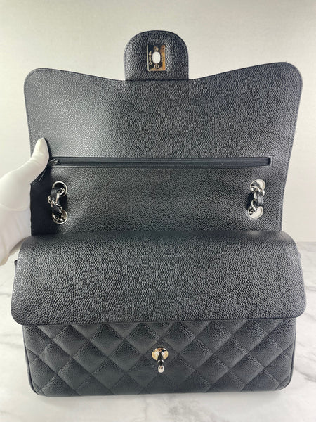 CHANEL Black Caviar Classic Jumbo Double Flap Bag
