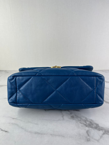 CHANEL Blue Large Quilted 19 Flap Bag