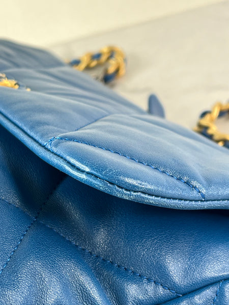 CHANEL Blue Large Quilted 19 Flap Bag