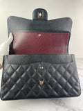CHANEL Black Caviar Classic Jumbo Double Flap Bag
