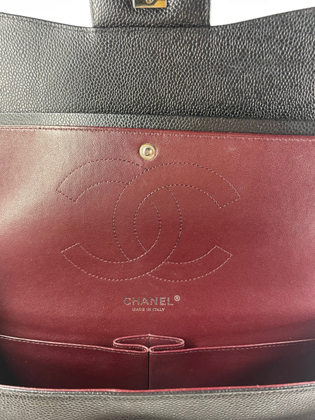 CHANEL Black Caviar Classic Jumbo Double Flap Bag