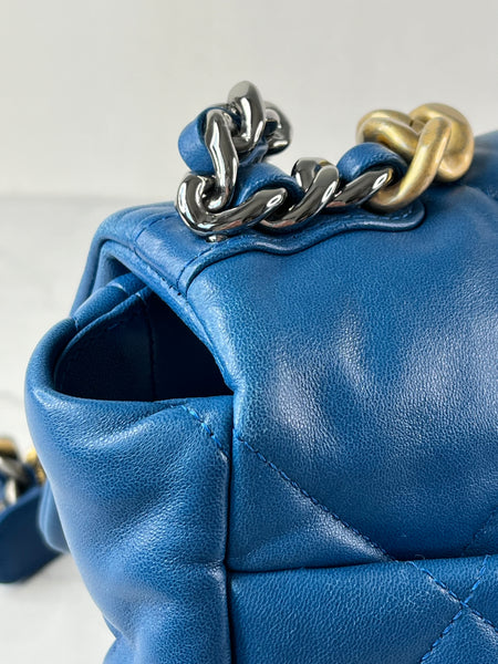 CHANEL Blue Large Quilted 19 Flap Bag