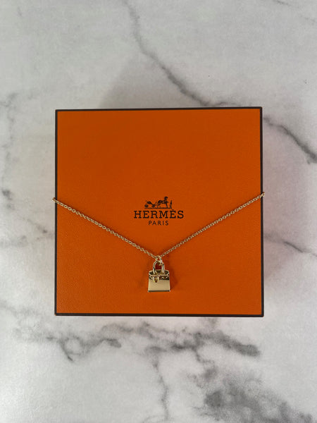 HERMES Birkin Amulettes Rose Gold Diamond Pendant Necklace