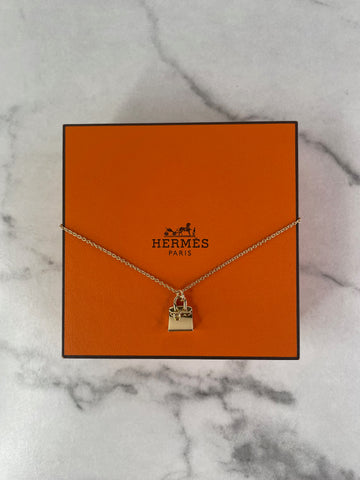 HERMES Birkin Amulettes Rose Gold Diamond Pendant Necklace