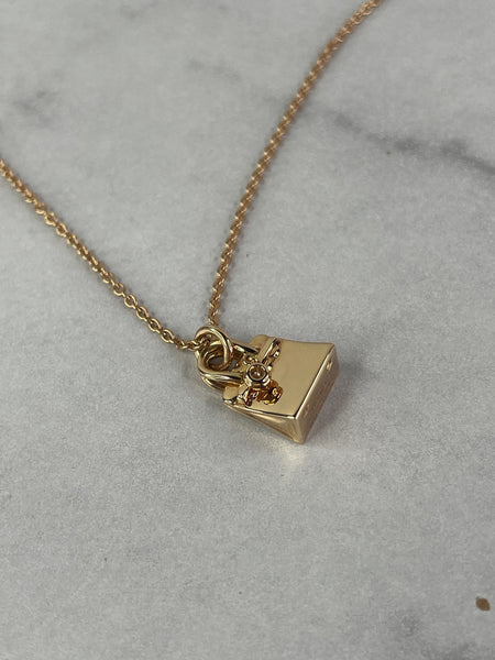 HERMES Birkin Amulettes Rose Gold Diamond Pendant Necklace