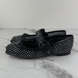 CHRISTIAN LOUBOUTIN Black Strass Crystal Mamastrapitina embellished mesh ballet flats Size 37.5