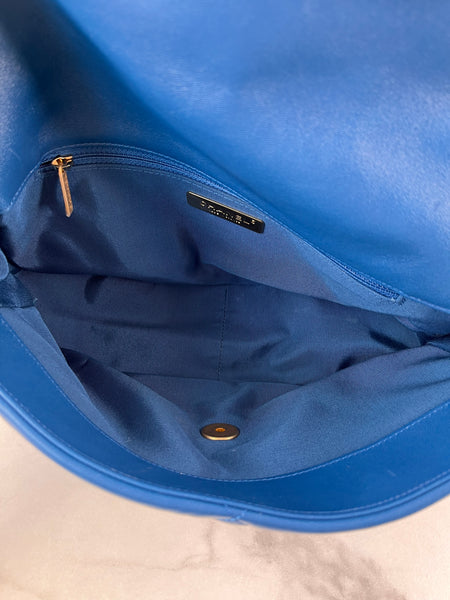 CHANEL Blue Large Quilted 19 Flap Bag