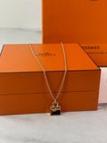 HERMES Birkin Amulettes Rose Gold Diamond Pendant Necklace