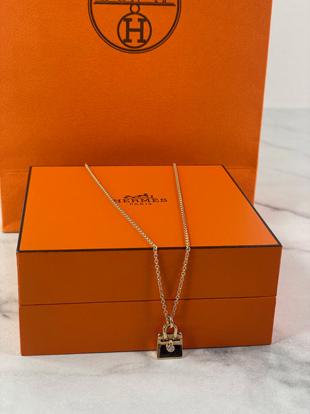 HERMES Birkin Amulettes Rose Gold Diamond Pendant Necklace