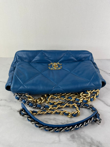 CHANEL Blue Large Quilted 19 Flap Bag