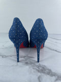 CHRISTIAN LOUBOUTIN Blue Kate 85 embellished denim pumps Size 36