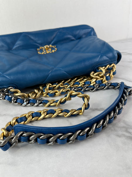 CHANEL Blue Large Quilted 19 Flap Bag