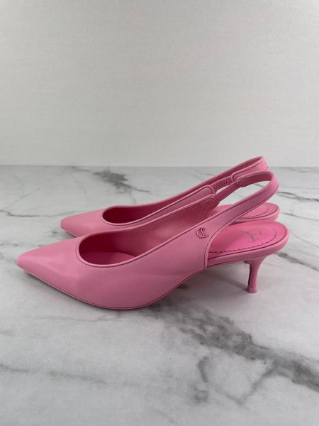 CHRISTIAN LOUBOUTIN Calipso Pink Sporty Kate 55 leather slingback pumps Size 36.5