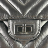 CHANEL So Black Aged Calfskin Chevron Quilted 2.55 Reissue Mini Flap Bag