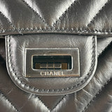 CHANEL So Black Aged Calfskin Chevron Quilted 2.55 Reissue Mini Flap Bag
