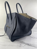 CELINE Navy Blue Leather Medium Phantom Luggage Tote Bag