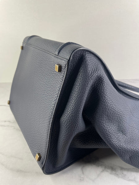 CELINE Navy Blue Leather Medium Phantom Luggage Tote Bag
