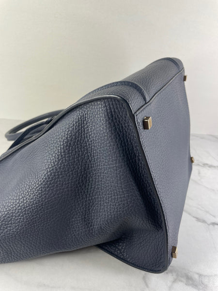 CELINE Navy Blue Leather Medium Phantom Luggage Tote Bag