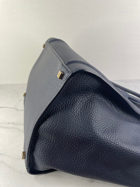 CELINE Navy Blue Leather Medium Phantom Luggage Tote Bag