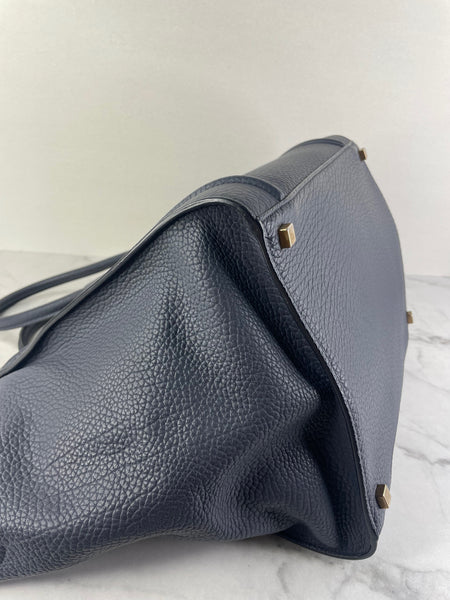 CELINE Navy Blue Leather Medium Phantom Luggage Tote Bag