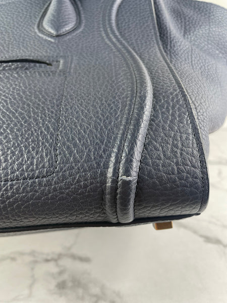 CELINE Navy Blue Leather Medium Phantom Luggage Tote Bag
