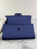 ROGER VIVIER Blue Efflorescence Embellished Flower Buckle Satin Envelope Flap Clutch/Crossbody/Shoulder Bag