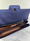 ROGER VIVIER Blue Efflorescence Embellished Flower Buckle Satin Envelope Flap Clutch/Crossbody/Shoulder Bag