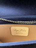 ROGER VIVIER Blue Efflorescence Embellished Flower Buckle Satin Envelope Flap Clutch/Crossbody/Shoulder Bag