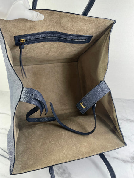 CELINE Navy Blue Leather Medium Phantom Luggage Tote Bag