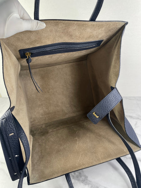 CELINE Navy Blue Leather Medium Phantom Luggage Tote Bag