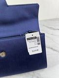 ROGER VIVIER Blue Efflorescence Embellished Flower Buckle Satin Envelope Flap Clutch/Crossbody/Shoulder Bag