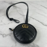GUCCI GG Marmont Black Round Mini Necklace Coin Purse/Bag