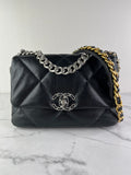 Chanel Black Lambskin Quilted Medium Chanel 19 Flap Shoulder/Crossbody Bag