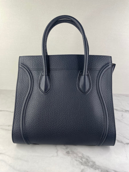CELINE Navy Blue Leather Medium Phantom Luggage Tote Bag