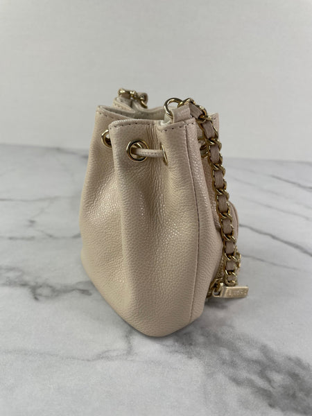 CHANEL Beige Caviar Quilted Mini CC Bucket Crossbody/Shoulder Bag