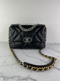 Chanel Black Lambskin Quilted Medium Chanel 19 Flap Shoulder/Crossbody Bag