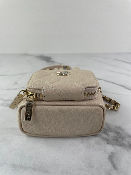 CHANEL Beige Caviar Quilted Mini CC Bucket Crossbody/Shoulder Bag