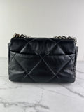 Chanel Black Lambskin Quilted Medium Chanel 19 Flap Shoulder/Crossbody Bag