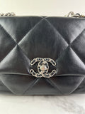 Chanel Black Lambskin Quilted Medium Chanel 19 Flap Shoulder/Crossbody Bag